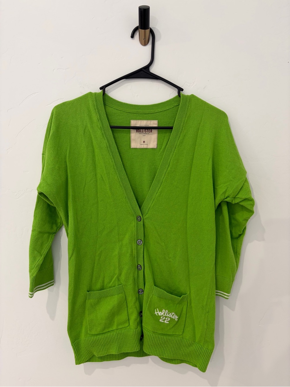 Hollister Green Button Up Cardigan Preppy Y2K Size M